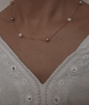 Sophia Satellite Pearl Golden Necklace - AD Jewellery Copenhagen