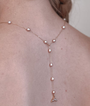 Ariel Mermaid pink Pearl Golden Necklace - AD Jewellery Copenhagen