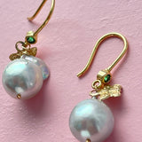 Gold baroque pearl Earrings w. Zircon