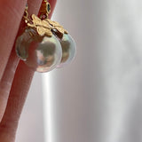 Gold baroque pearl Earrings w. Zircon