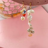 Kenzie Pearl Petals Gold Earrings with multi gemstones