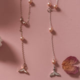 Ariel Mermaid pink Pearl Golden Necklace