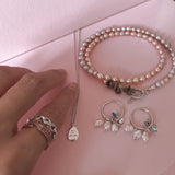 Iris nature pink Pearl Necklace