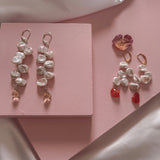 Kenzie Pearl Petals Gold Earrings  with Canelian stones
