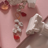 Kenzie Pearl Petals Gold Earrings  with Canelian stones