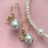 Gold baroque pearl Earrings w. Zircon