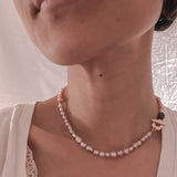 Iris nature pink Pearl Necklace