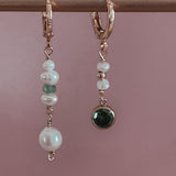 Mix & Match Single pearl earring hoops with emerald stone