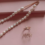Pearl Necklace with Amber